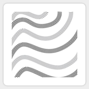 Modern Minimalist Wavy lines black and white Sticker